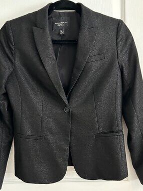 Banana Republic Black Metallic Blazer Petite 0P Classic Fit Blazer